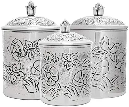 

canisters, 4, 2, 1.5 quarts, gray