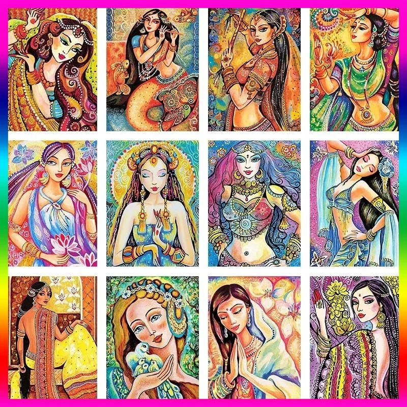 

5D Diamond Painting Indian Beauty Dancer Full Diamond DIY Diamond Cross Stitch Kit Home Wall Decoration Painting