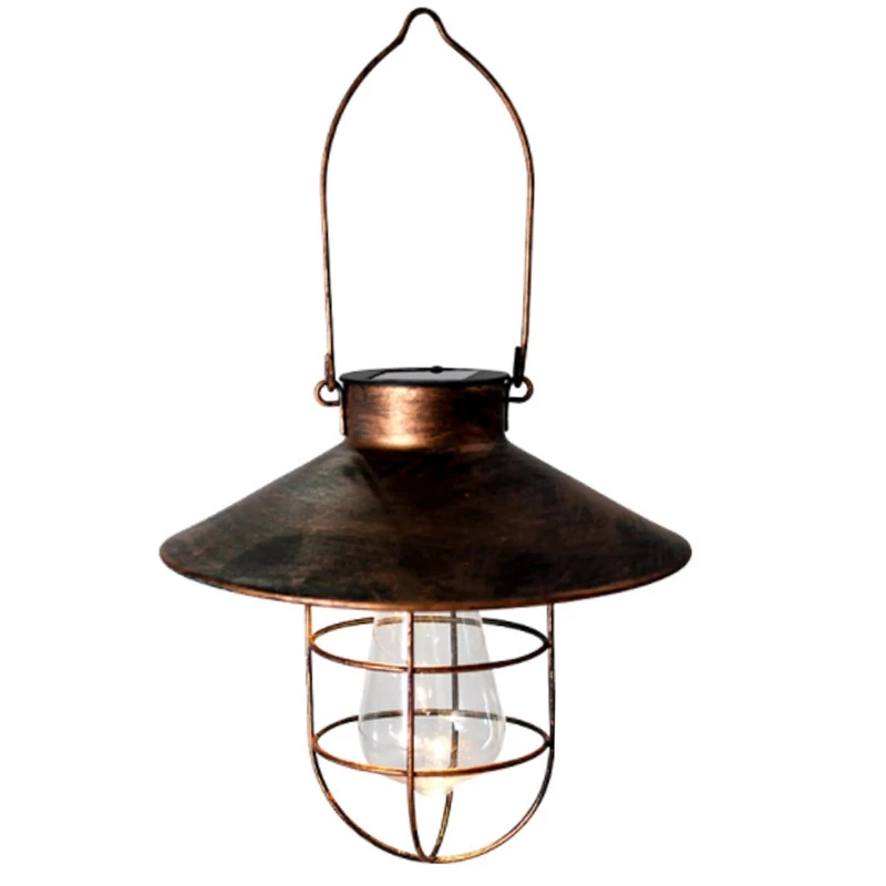 

Solar Lantern Outdoor Hanging Lamp Old-Fashioned Lamp With Warm White Bulb, Used For Courtyard Decoration (Copper)