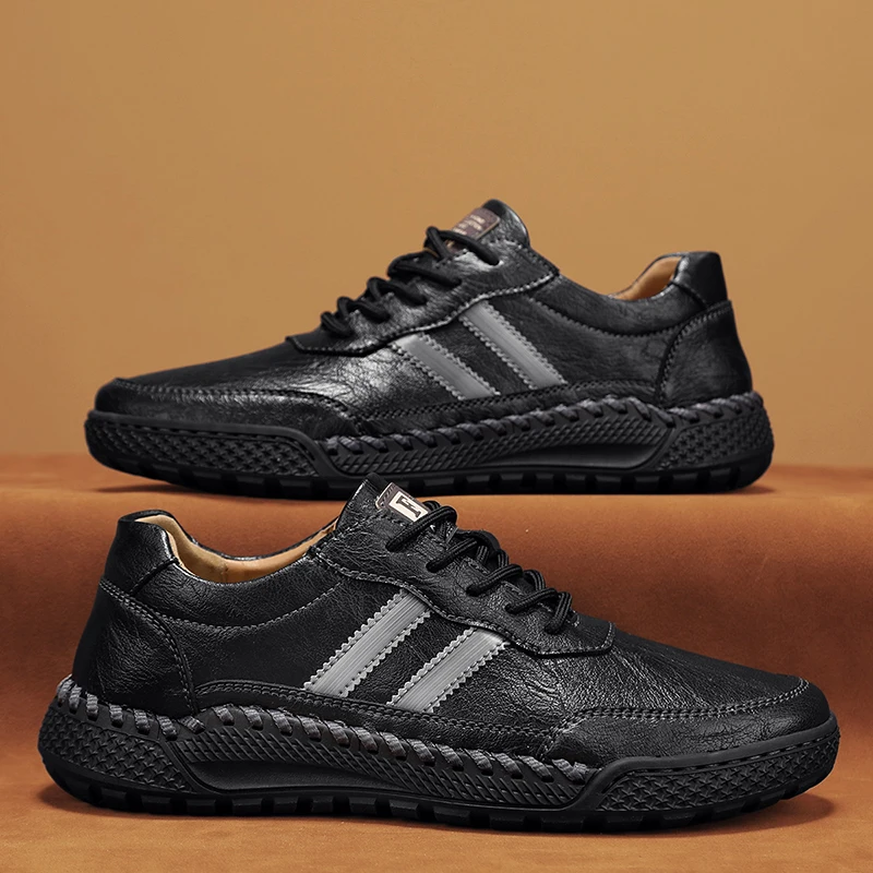 Модная брендовая мужская обувь летние и осенние дышащие спортивные черные