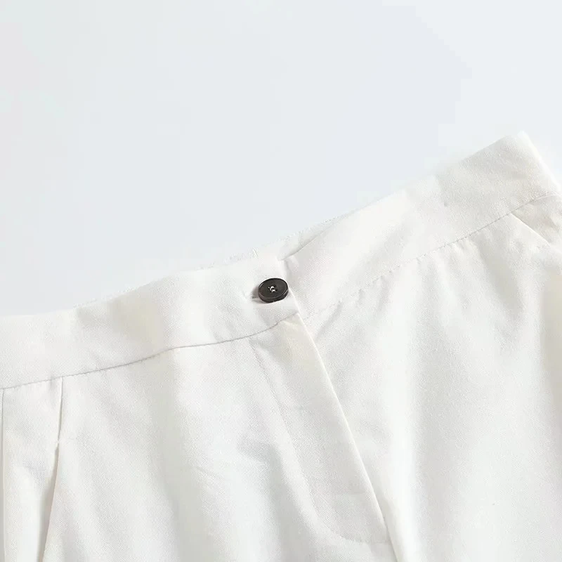 Elmsk England Style Indie Folk Vintage High Waist Straight Loose Bermuda Casual Cotton Linen Shorts Women