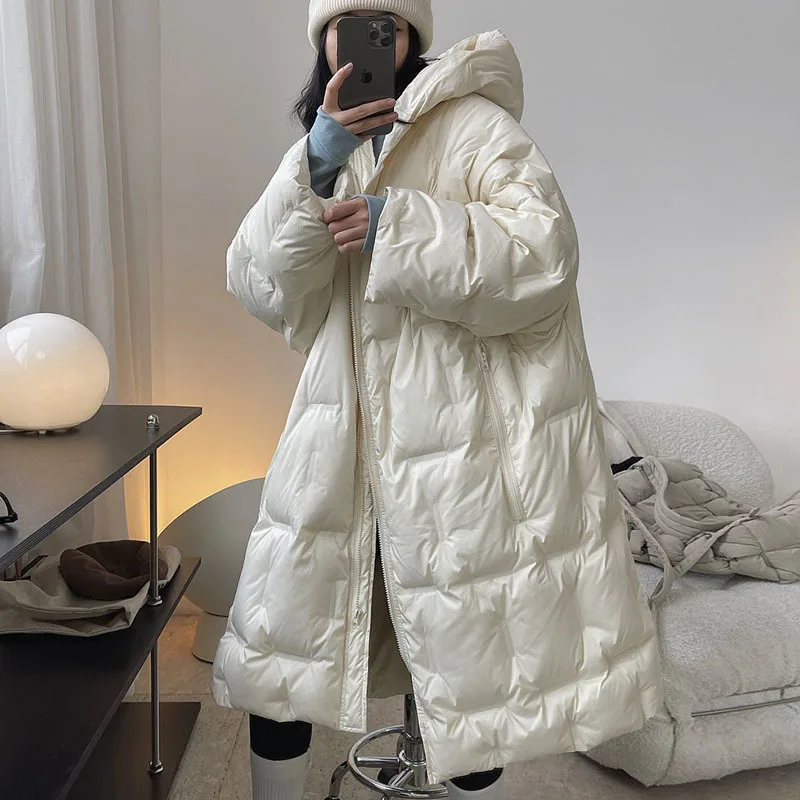 ZURICHOUSE Brand 2023 Oversize Women's Winter Jacket Long Super Warm Hooded Windproof Parkas 90% White Duck Down Coat Woman enlarge