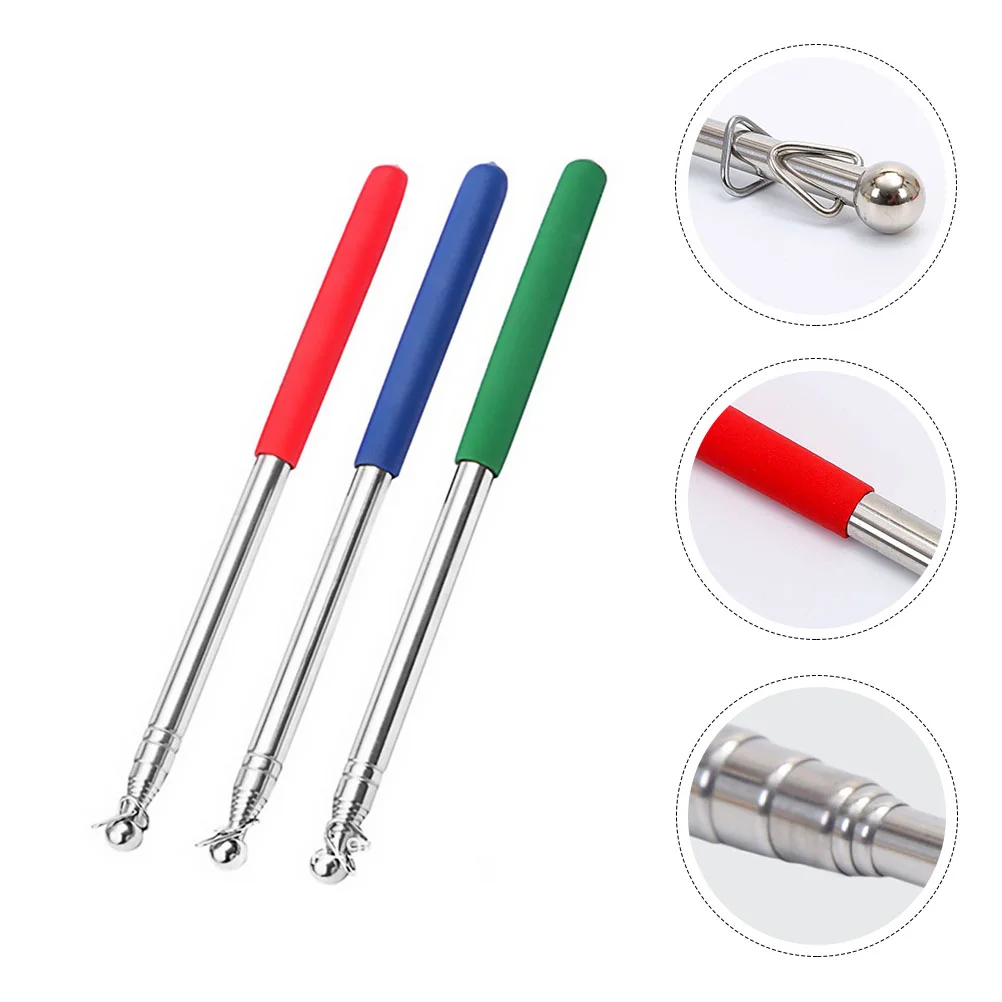 

3 Pcs Classroom Teaching Pointer Whiteboard Stick Banner Flags Expandable Metal Teachers Hand