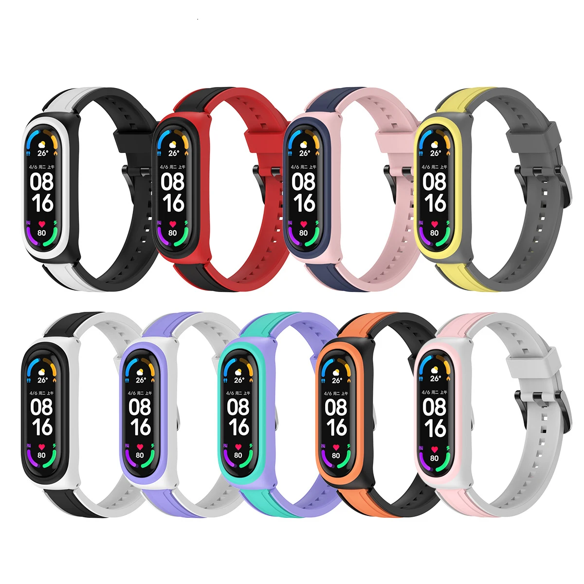

Xiaomi Mi Band 6 5 4 3 NFC Strap Silicone Bracelet Sport Watch Wristband Multicolor Fitness breathable Correa Replacement