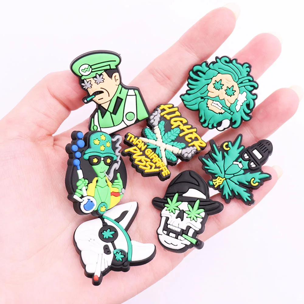 

1Pcs Cartoon Weed Special Icon Leaf Special Character PVC Garden Shoe Charms Shoes Decorations Croc Jibz Diy Wristband Kids Gift