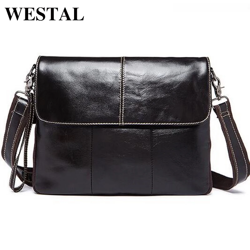 Shoulder Messenger Crossbody Men Bag Cross Body Genuine Leather Handbag Briefcase For Laptop Document A4 Satchel Side Sac Bolso