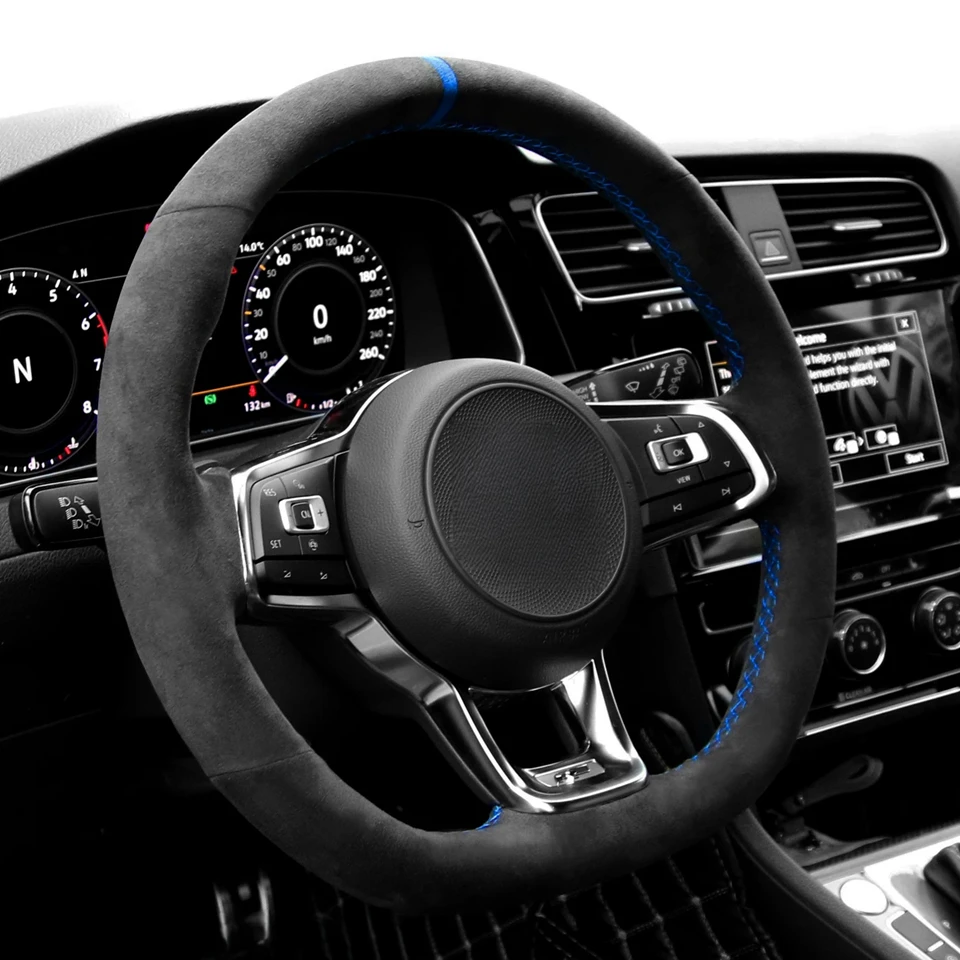Мягкая удобная замшевая Оплетка на руль автомобиля 100% подходит для Volkswagen Golf GTI R MK7