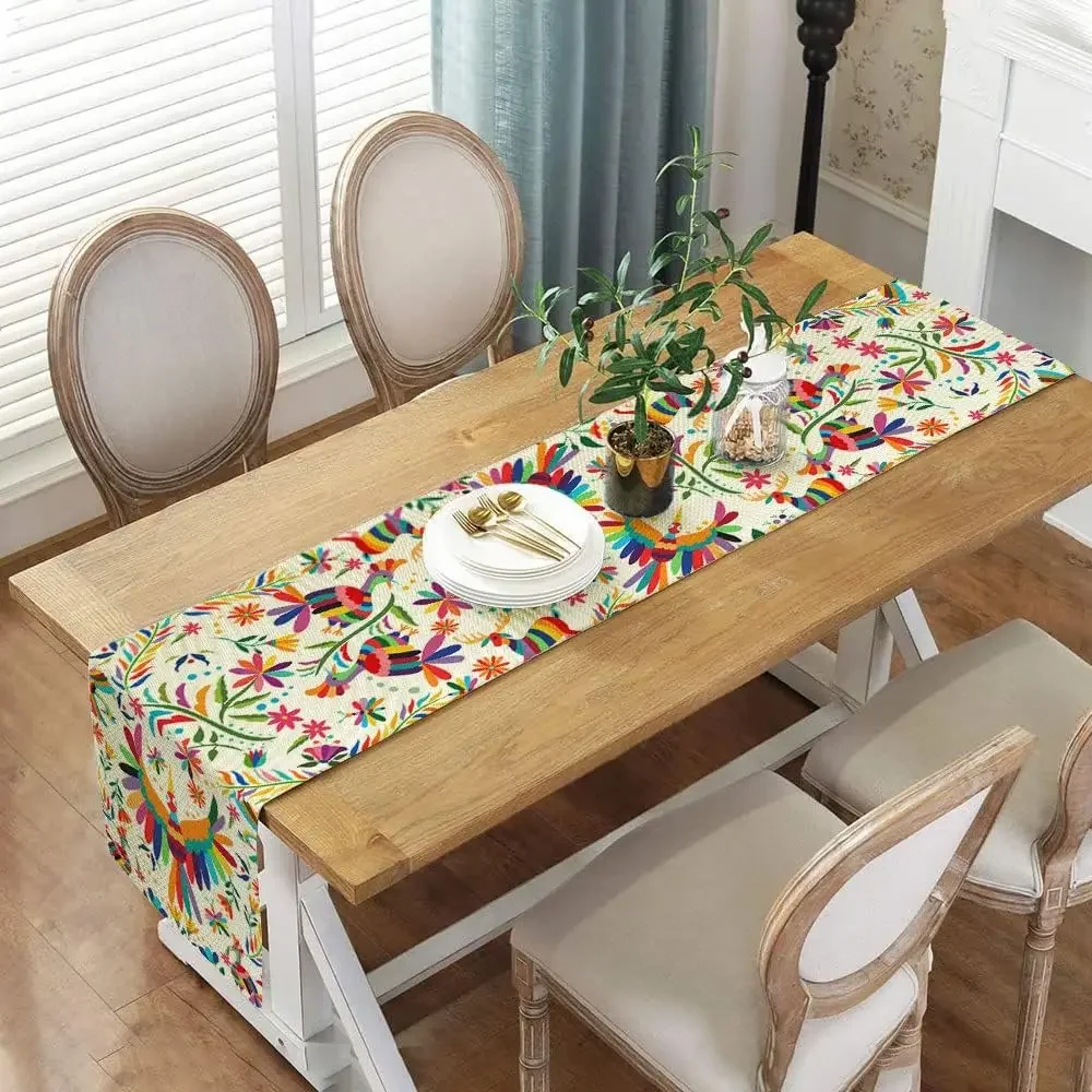 Льняная настольная дорожка мексиканского дня мертвецов s комод шарф