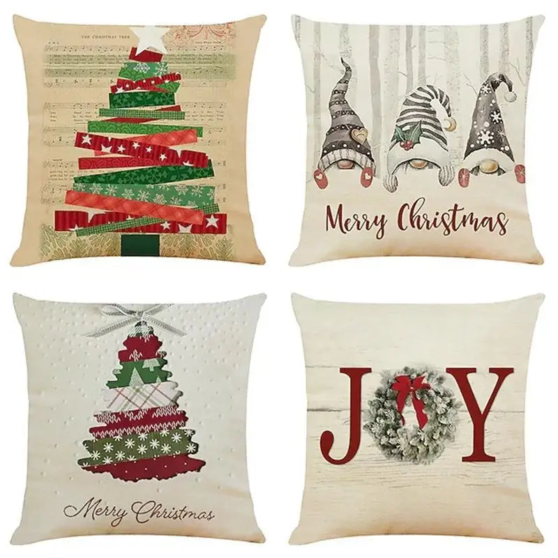 

Christmas Pillowcase Christmas Tree Letters Linen Pillows Case for Living Room Decorative Cushions for Elegant Sofa Pillow Cover