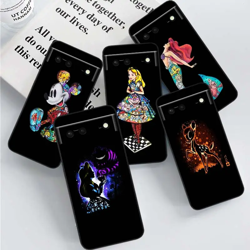 

Minnie Mickey Mouse Princess Phone Case For Google Pixel 8 7A 7 6 Pro 6A 5A 5 4 4A XL 5G Black Shell Soft TPU Cover Coque Capa