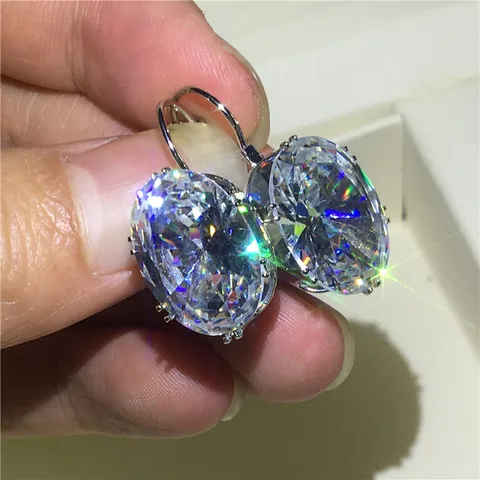 Серьги-подвески векаллон из серебра 925 с цирконом