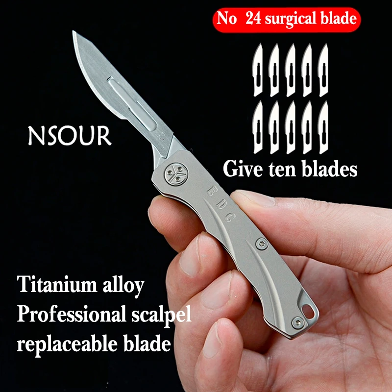 

New titanium alloy folding blade sharp knife G10 multi-purpose knife scalpel carving knife portable and convenient case opener