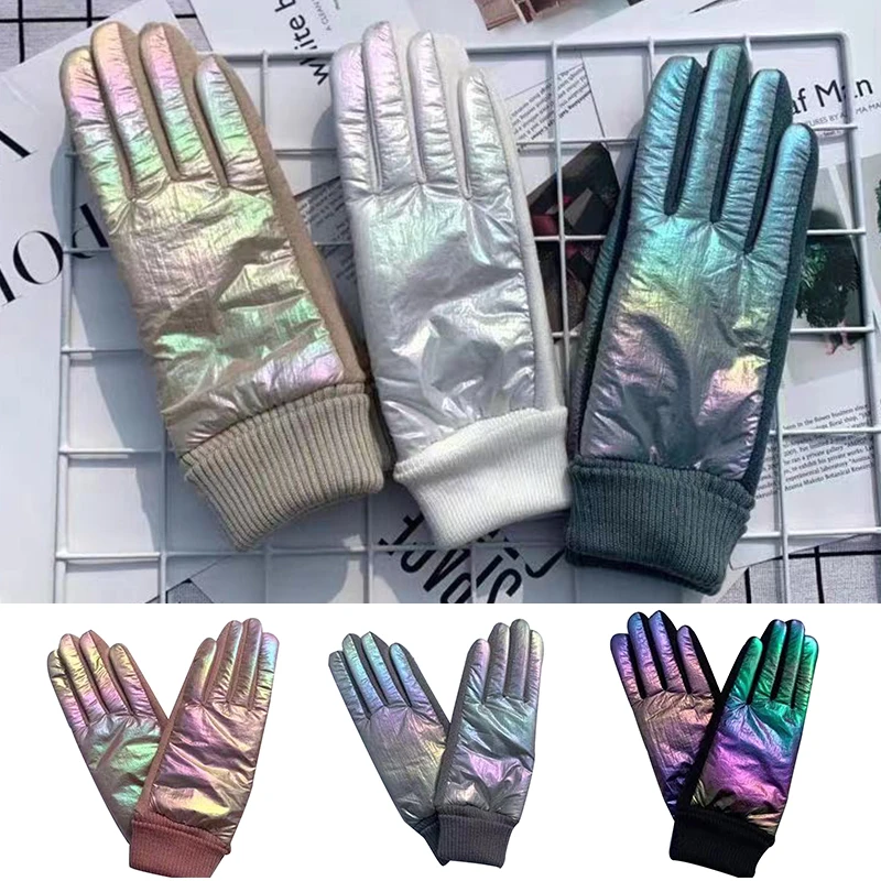 

Down Cotton Soft Women's Touch Screen Gloves Winter Outdoor Windproof Riding Full Finger Plush Thicken Warm Mittens Hand Warmer