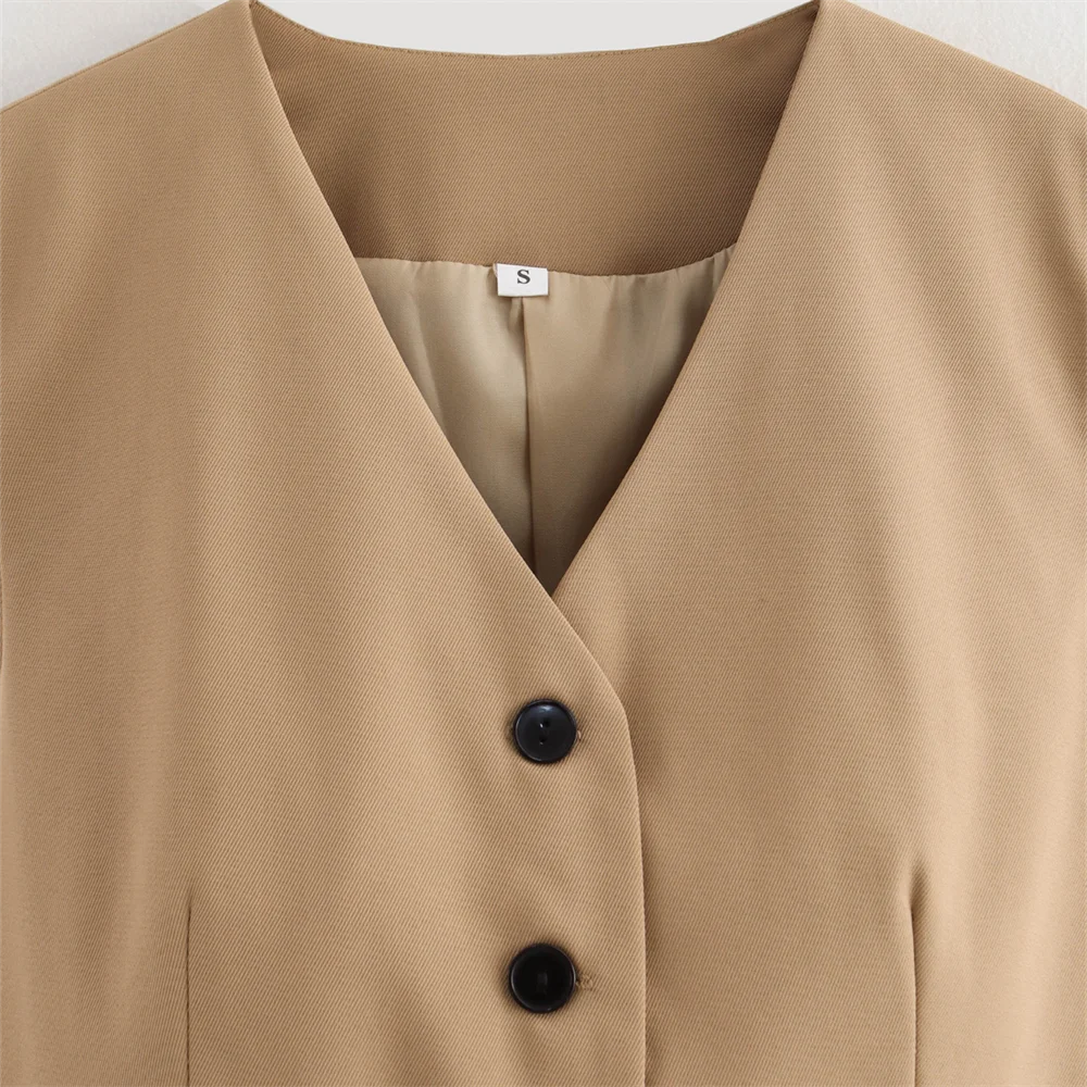 Женский однобортный Топ без рукавов с V-образным вырезом