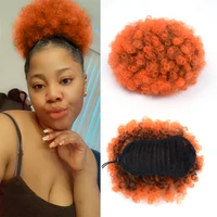 afro hair puff short drawstring ponytail hair bun chignon synthetic kinky curly ponytail wrap on hair pieces for women