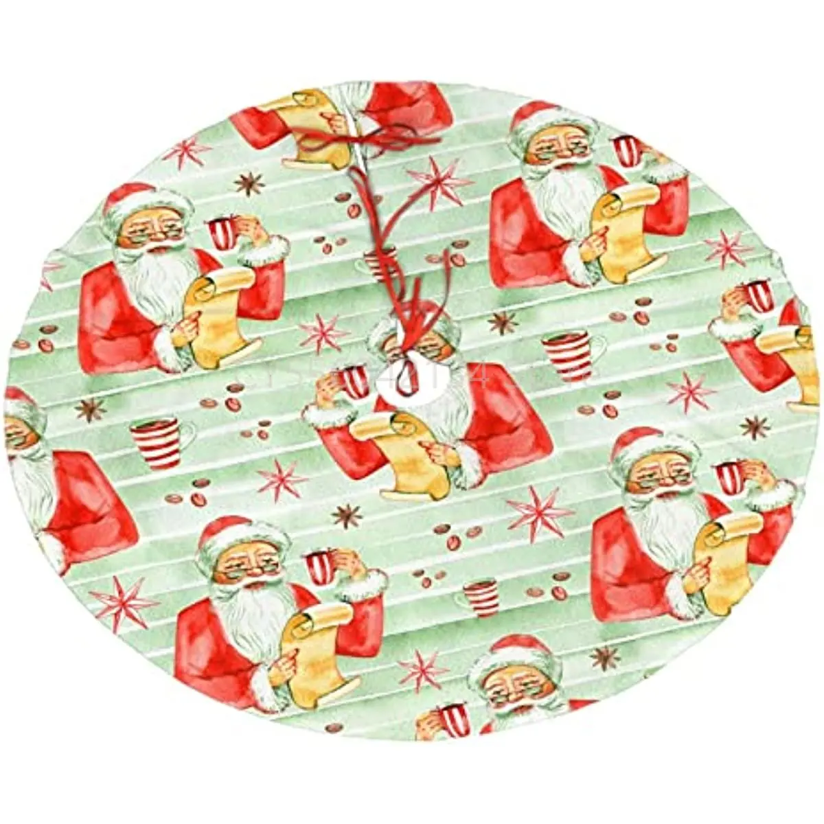 

Christmas Tree Skirt 30" Watercolor Santa Claus Tree Skirt for Party Decorations Ornaments