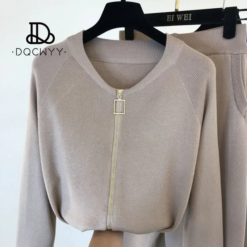 Новые комплекты в тон брюк 2024 осенний сладкий продукт жилет на молнии вязаная