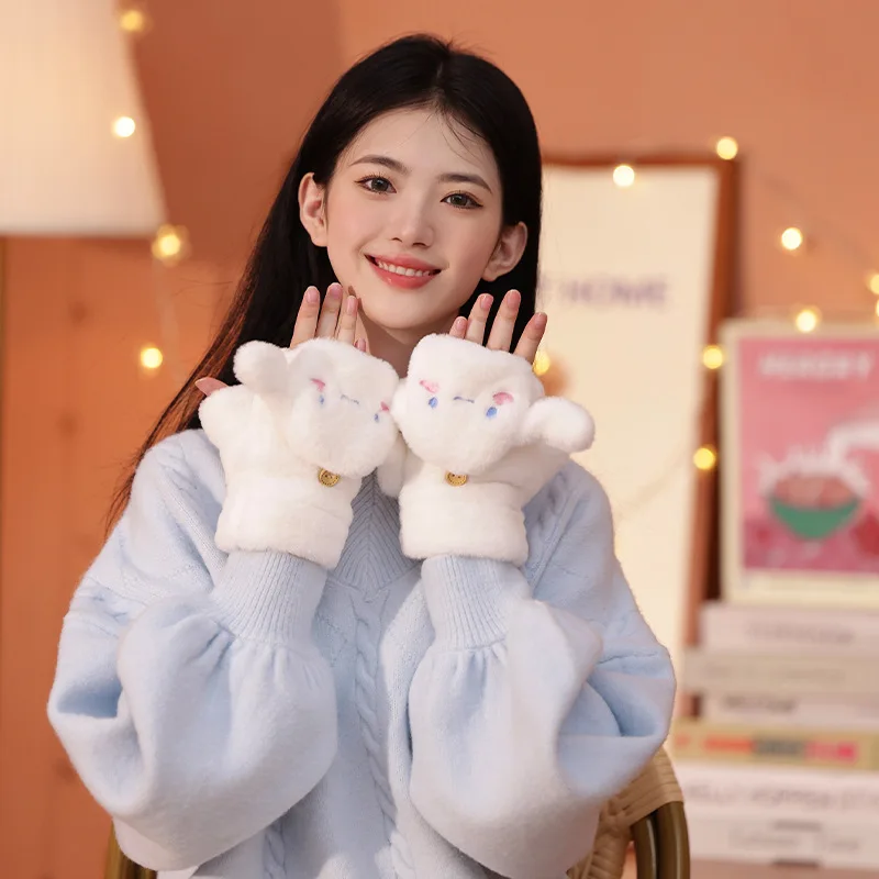 

Cartoon Sanrio Plush Gloves Hello Kittys Accessories Cute Beauty Kawaii Anime Warm Student Couple Winter Toys for Girls Gift