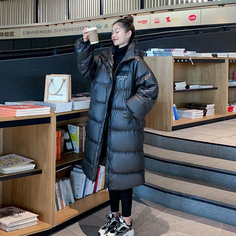 2021 Winter Loose Hooded White Duck Down Coat Female Thick Down Jacket Women's Long Overcoat Parka Korean Loose Warm Jackets