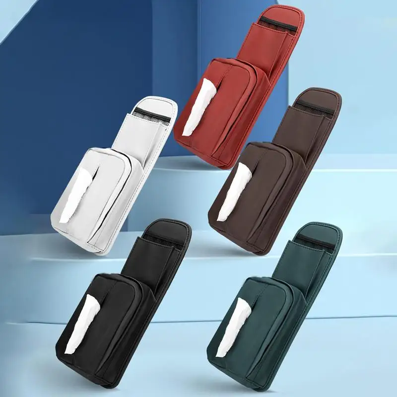 

PU Leather Car Side Seat Storage Hanging Bag Multifunctional Automotive Front Seat Storage Tissue Dispenser Fit Sports Car Truck