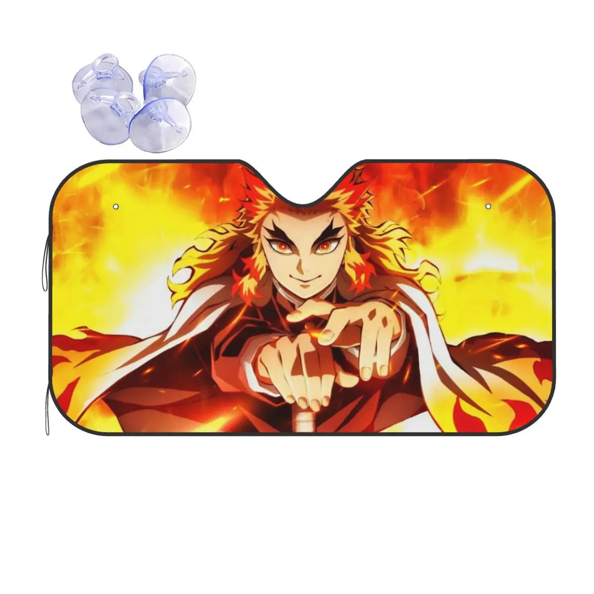 

Demon Slayer Rengoku Sunshade Windscreen Kimetsu No Yaiba Anime Car Front Window Visor 70x130cm Car Sunshade Car-styling
