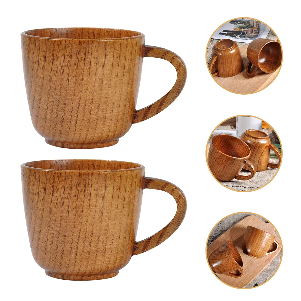 

2 Pcs Coffee Cups Tea Mugs Water Cups Wooden Drinking Mug Beverage Cups 155ml