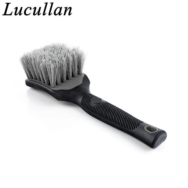 

Резиновая ручка Lucullan, никогда не царапается, щетки для детализации автомобильных колес, средней и жесткой синтетической щетины, очиститель для шин