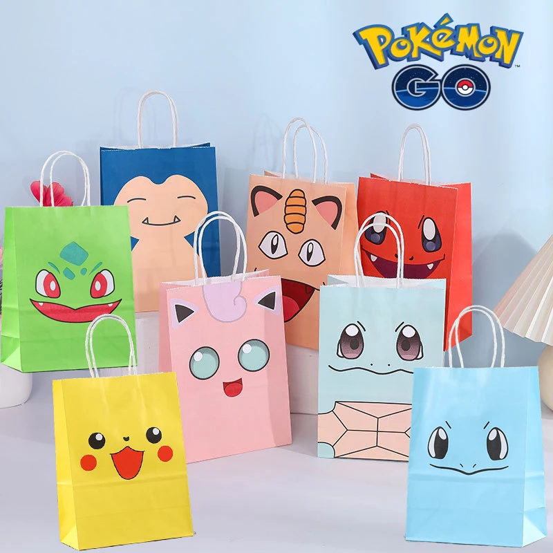 

Pokemon Gift Bag Kids Birthday Party Candy Kraft Paper Bag Party Supplies Gift Box Jenny Pikachu Movie Theater Popcorn Box