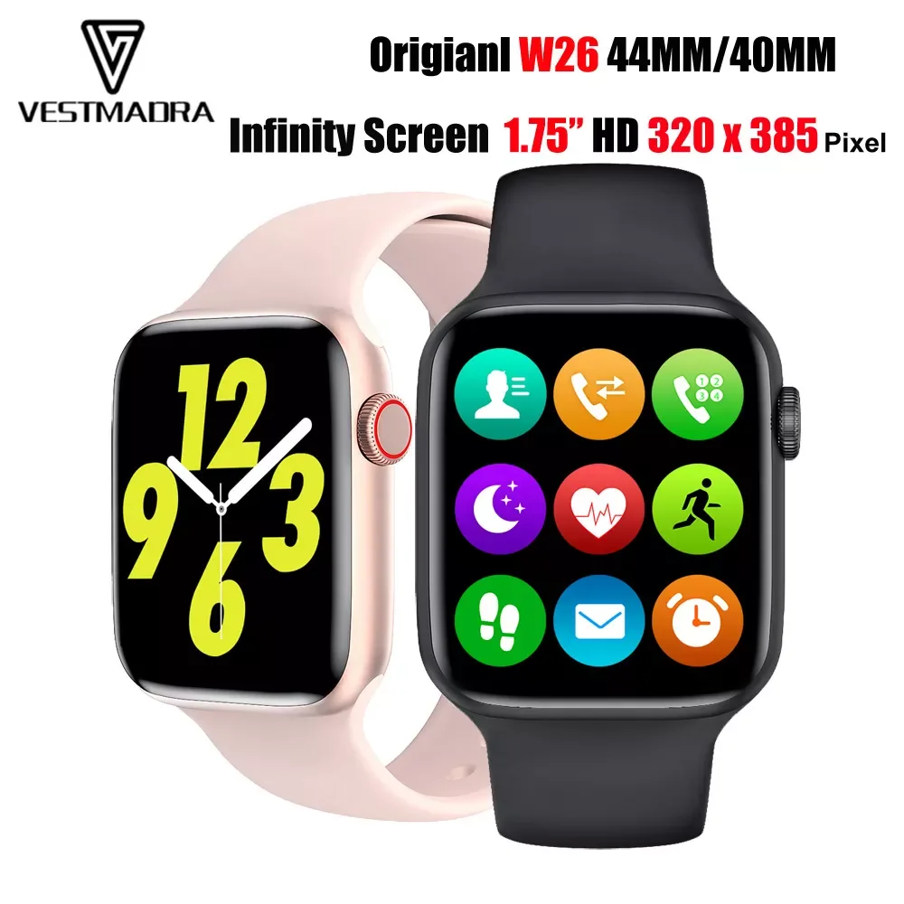 

Original IWO W26 Smart Watch 1.75" 320*385 Screen 44mm 40mm ECG Heart Rate Monitor Men Women Series 6 Smartwatch PK HW12