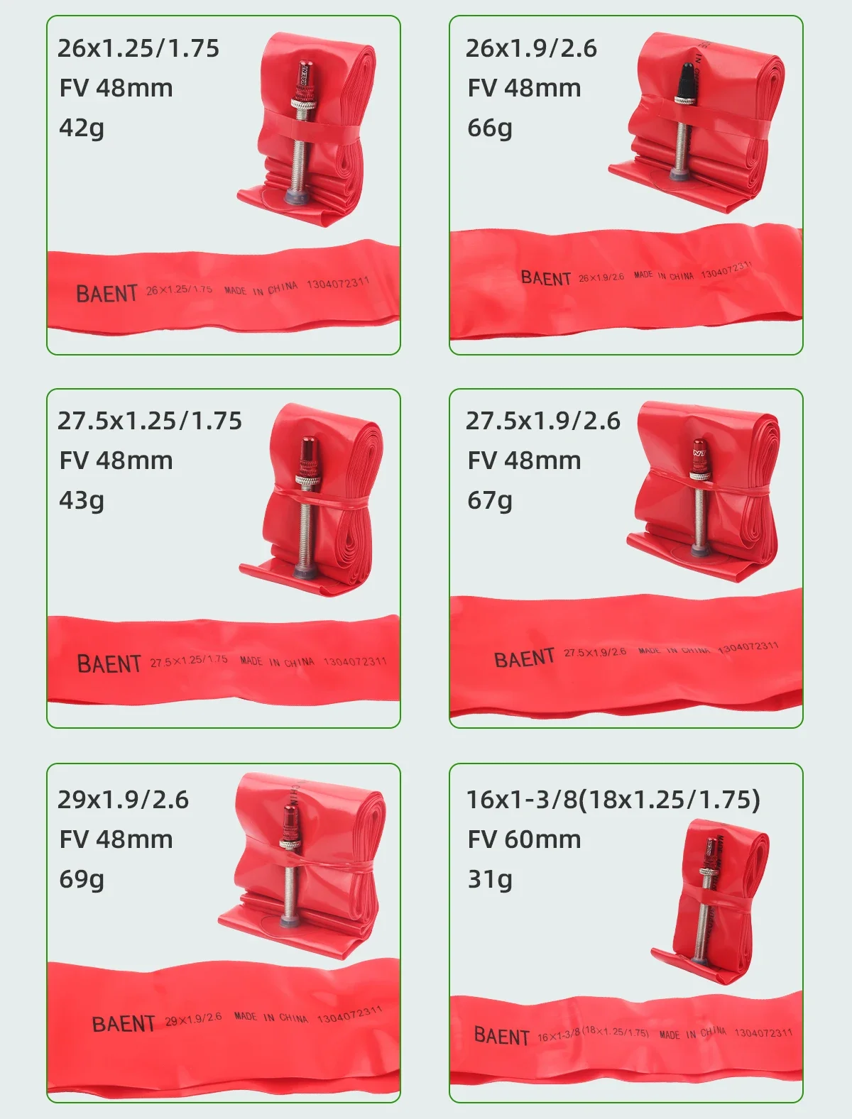 Сверхлегкая внутренняя труба для шоссейного велосипеда 14/16/20/26/27.5/29/700 из