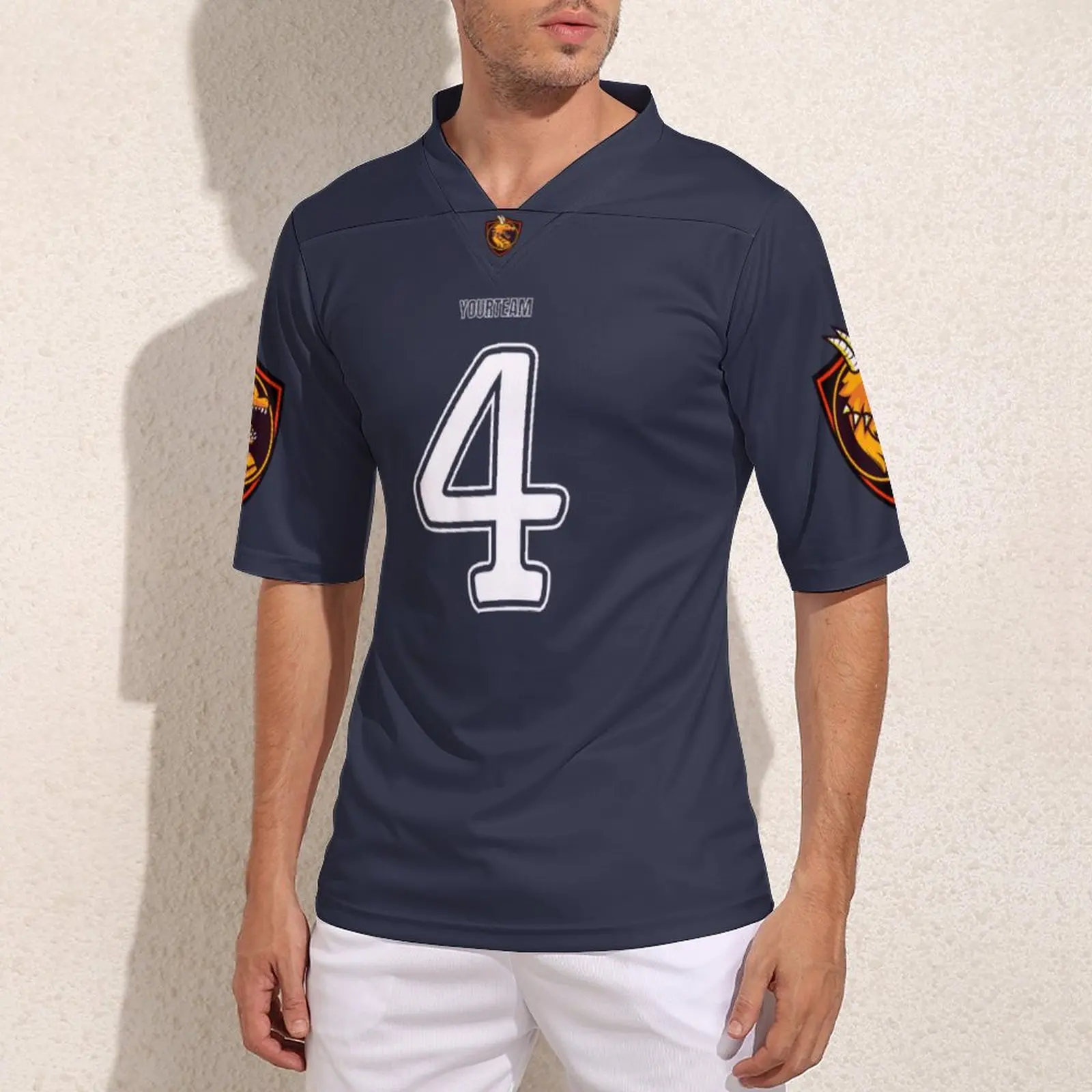 

Your Design Dallas No 4 Football Jerseys Youth Vintage Rugby Jersey Team Customize Workout Rugby Shirt