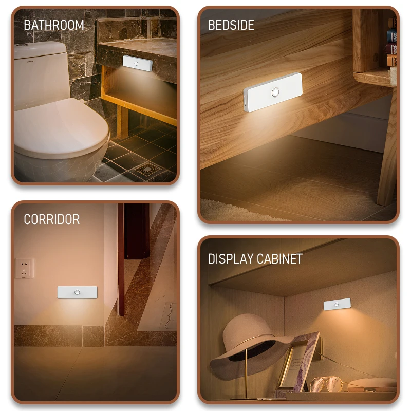Движения Сенсор Беспроводной светодиодный Ночные огни Спальня для гардероба