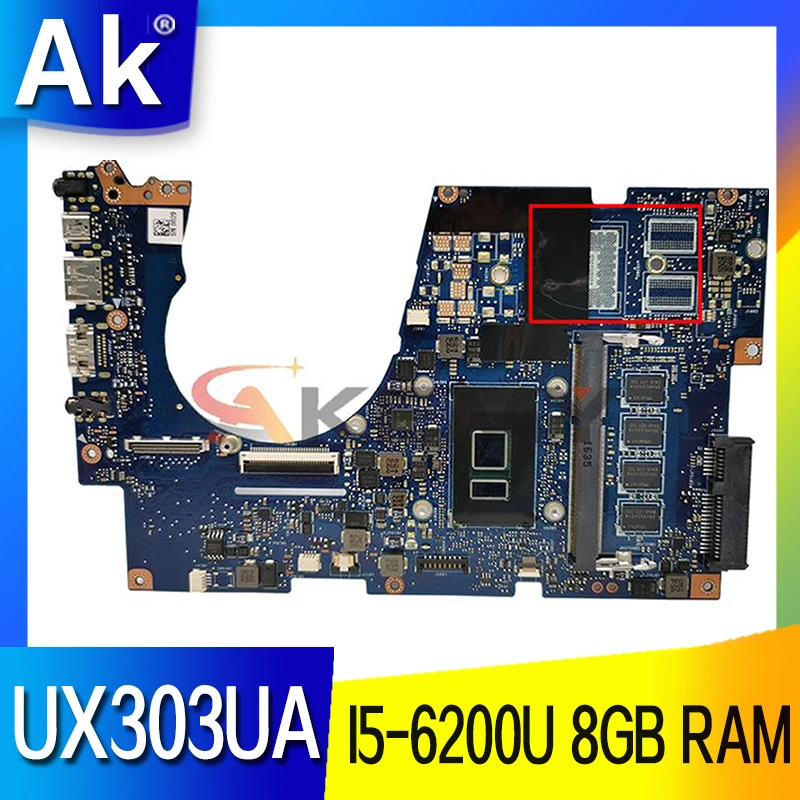 

UX303UA Motherboard For ASUS UX303UB UX303U UX303UA Laptop Motherboard original notebook 8G MOMERY I5-6200U CPU 100% Test