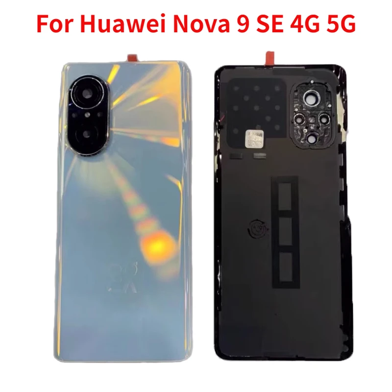 

Оригинальное заднее стекло для Huawei Nova 9 SE 4G 5G, задняя крышка аккумулятора, задняя крышка корпуса с рамкой объектива камеры