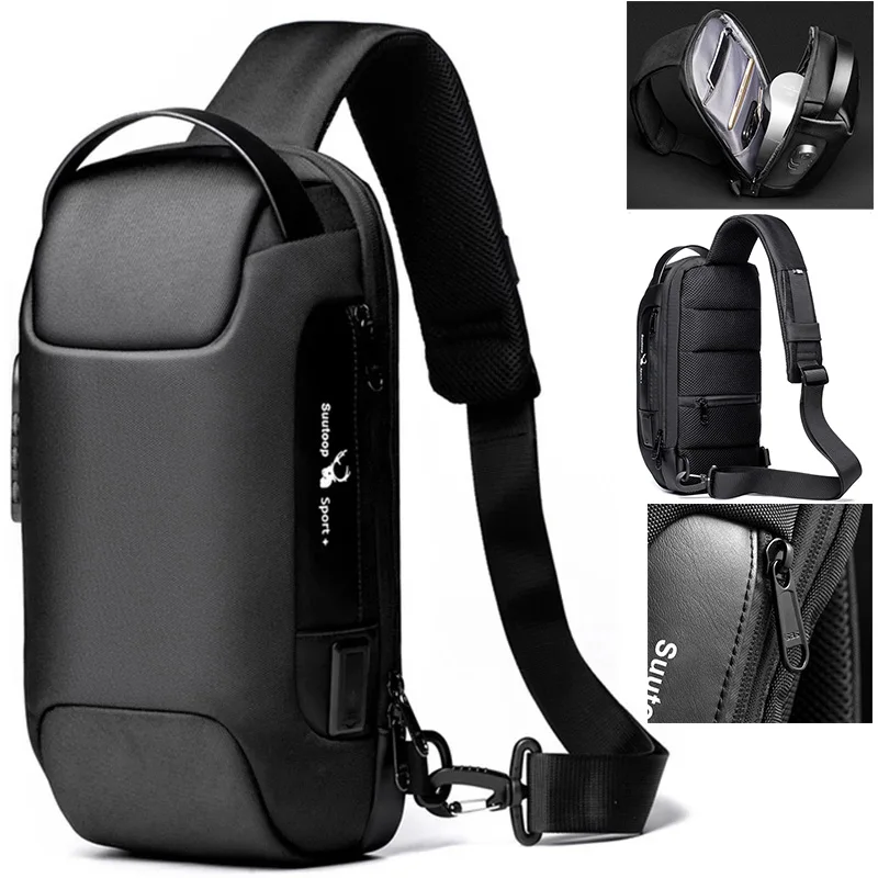 

Сумка кросс-боди SUUTOOP Мужская водонепроницаемая, многофункциональная сумка-мессенджер из ткани «Оксфорд», слинг с защитой от кражи, мешок на плечо