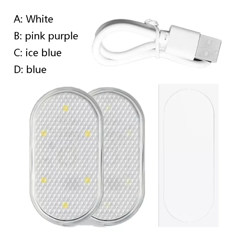 

2pcs Car LED Touch Lights Wireless Interior Auto Roof Ceiling Reading Lamps for Door Foot Trunk Storage Box USB Charging