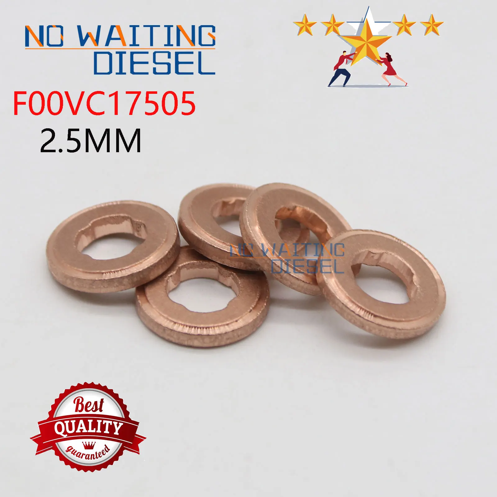 

F00VC17505 Медная шайба форсунки Common Rail 2,5 мм FOOVC17505 Медный лист FOOVC17505 Прокладка 4 шт.