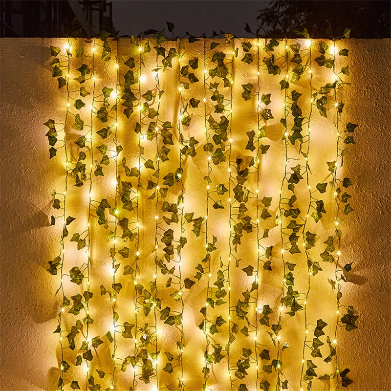 12pcs Hanging Artificial Plants LED Ivy Garland Fake Leaf Vines Aesthetic Room Decor For Home Living Room Decoration Bedroom