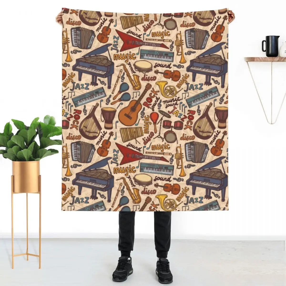 

Музыкальные Узоры Одеяло группы инструменты толстый диван плед одеяло мягкое Роскошное Одеяло s