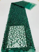 green african tulle lace fabric embroidery french handmade beaded lace fabric high end mesh material for nigeria party