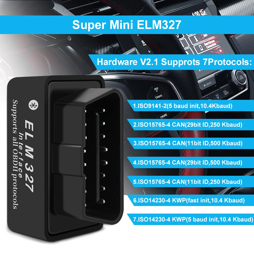Мини-сканер кодов Vgate V 2 1 ELM 327 Bluetooth Scan OBD2 / OBDII ELM327 V2.1 адаптер BT по заводской цене |
