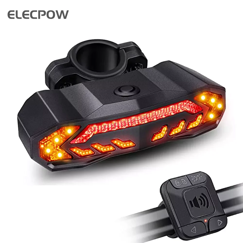 

Велосипедная сигнализация Elecpow, Противоугонный задний фонарь с зарядкой от USB, водонепроницаемый, поворотный сигнал, стоп-сигнал