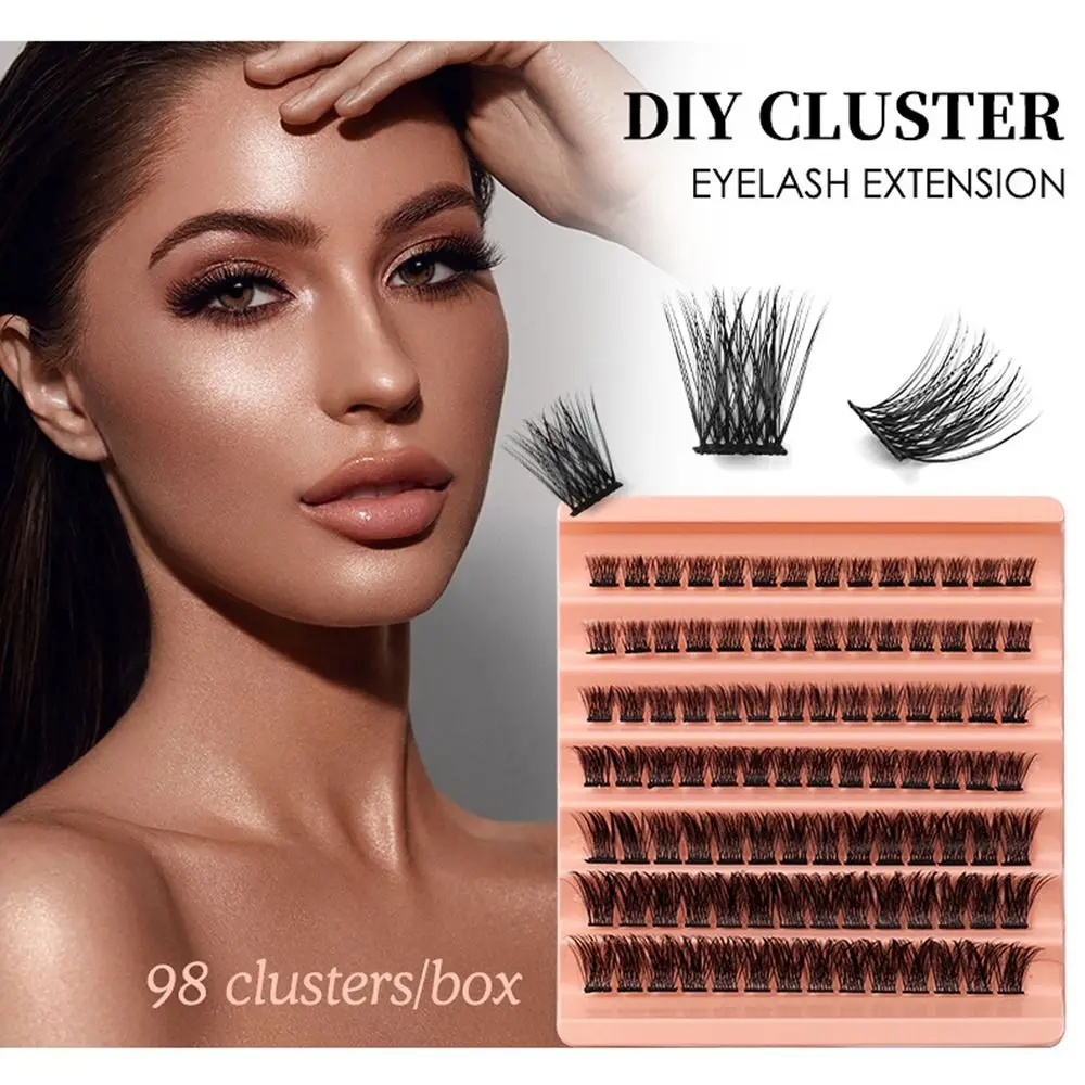 

Mixed Individual Cluster Eyelashes Natural Large Volume 3D Fluffy Single False Eyelashes C Curl DIY for 98 Cluster/Box