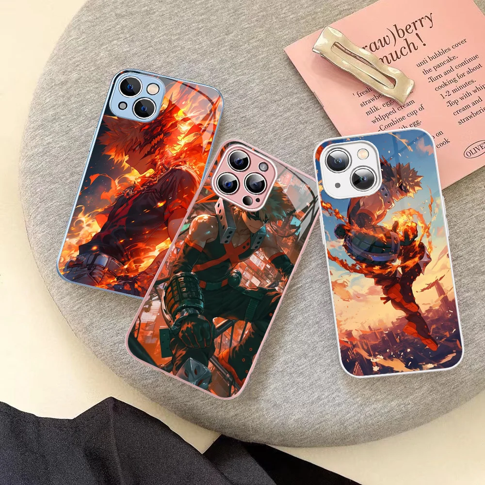 Cartoon B-Bakugo K-Katsuki Phone Case For IPhone 14 13 12 Mini 11 Pro XS Max X XR Plus Tempered Glass Cover