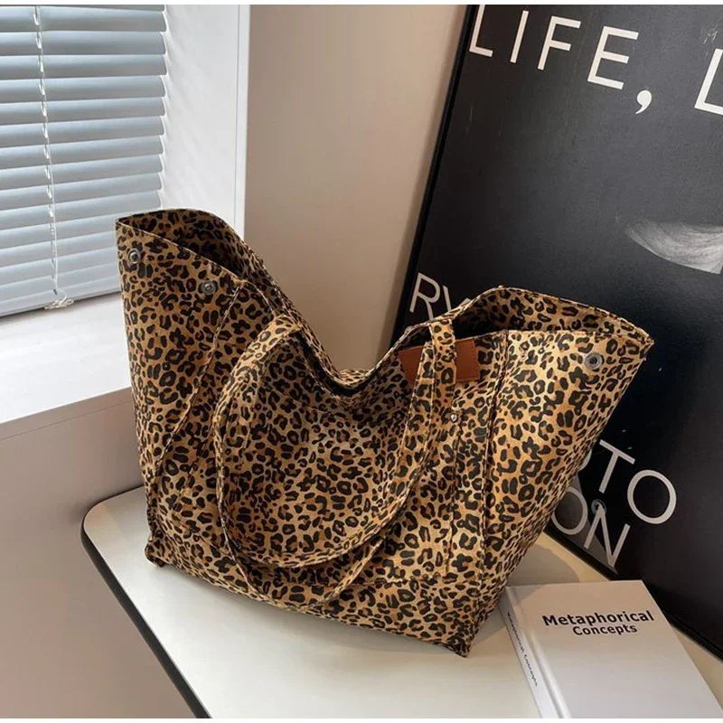 

Сумка-тоут женская с леопардовым принтом, вместительный рюкзак в Корейском стиле, Повседневная сумочка в стиле ретро, 2023