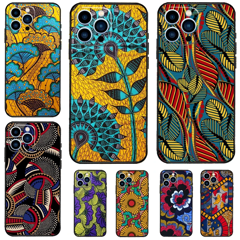 Африканский восковой Fabic чехол для телефона iPhone 13 11 12 14 15 16 Pro Max 7 8 Plus XR XS X