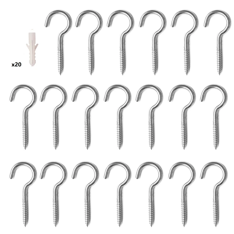 

20 Pcs M3/M4/M5 Ceiling Hooks Home Screw Eye Hooks For Outdoor Lights Birdhouses