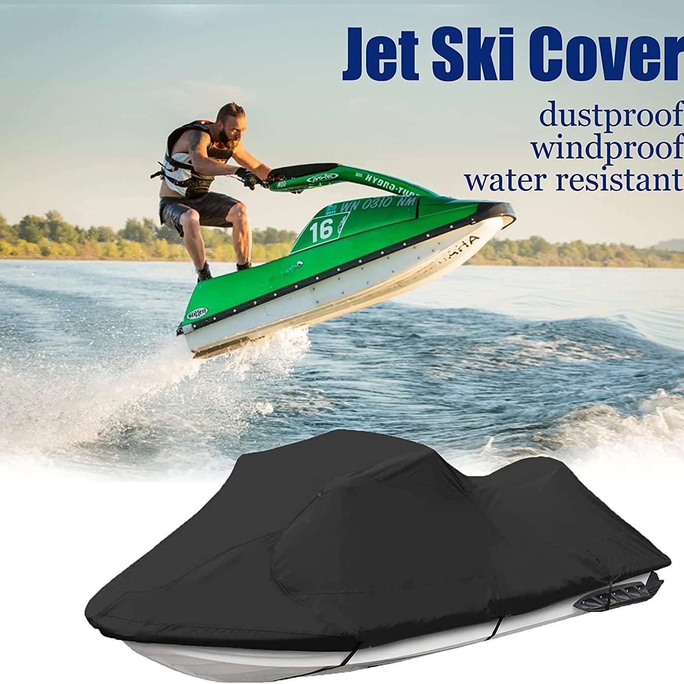 

Heavy-duty waterproof sunscreen jet ski cover, marine motor cover, V-shaped boat trailer motorboat cover customized