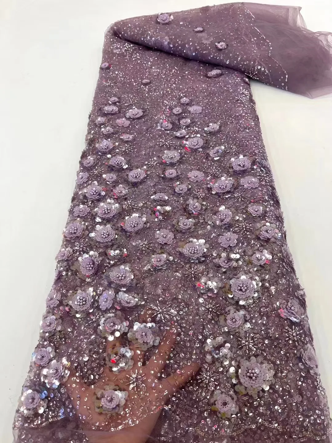 

African Lace Fabric 2022 Pink High Quality Lace Sequins French Net Lace Tulle Mesh Fabrics Pure White 3D Lace Wedding Fabrics