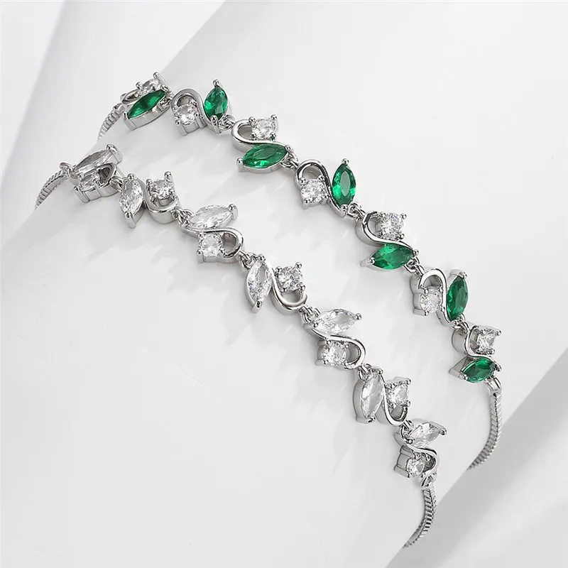 

Classic Geometric Cubic Zirconia Chain Bracelets Silver Color Bracelet For Women Wedding Party Christmas New Year Jewelry Gifts